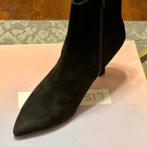 Lisa Vicky ART-V Black Kid Suede Ankle Boots | Heeled Booties Size 8.5